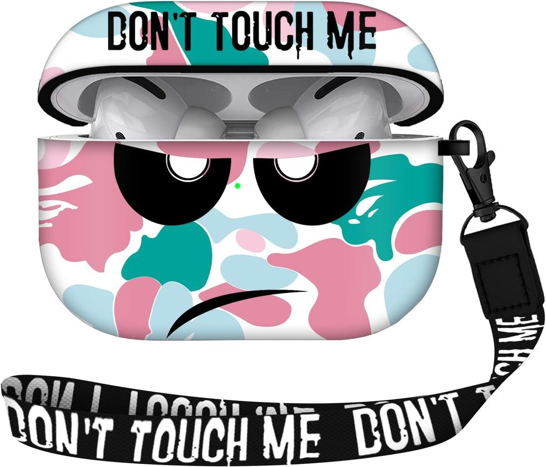 for Airpods Pro Case, Don't Touch Me for Airpods Pro Cover with Keychain/Lanyard Soft Cute Shockproof Cover for Women Men Compatible with for Airpods Pro 2019 Charging Case (Pink)