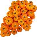 Winlyn 48 Pcs Mini Artificial Orange Pumpkins Fall Rustic Harvest Faux Foam Pumpkins 1.8" 2.1" for Thanksgiving Table Centerpiece Halloween Party Autumn Home Wedding Baby Shower Wreath Bowl Fillers