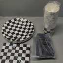 175 PCS Checkered Flag Party Supplies Disposable Dinnerware -Car Paper Plates Napkins Cups, Black Plastic Forks Knives Spoons for Girls Boys Birthday Baby Shower Decorations,25 Guests