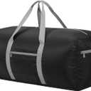 Foldable Duffle Bag for Travel - 30 inch / 75L Large Spare Travel Duffel Bag Lightweight with Trolley Sleeve - Black