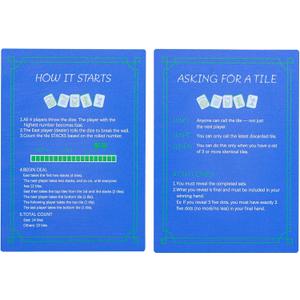 4 Pcs Printed Mahjong Tile Mixers (Shufflers) with Instructions, Mahjong Accessories for Mahjong Lovers (Blue)