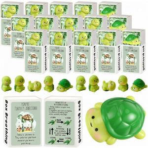 Bulk Employee Appreciation Gift for Social Worker Coworker Office Thank You Small Funny Desk Pets Cute Resin Ornament Party Favor Positive Volunteer Emotional Card Box(25 Set,Turtle)