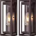 15" Large Oil Rubbed Bronze Outdoor Light Fixture, 2 Pack ORB Outdoor Sconces, Modern Waterproof Wall Lights with Clear Glass Shade for Front Door, Porch, Garage