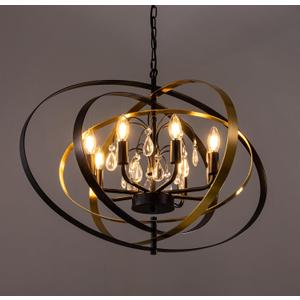 Wellmet Ring-Circle Black Gold Crystal Chandelier, 6-Light Crystal Pendant Light for Dining Room, 31'' Black Chandelier for Living Room, Bedroom, Kitchen, Hallway, Entryway, Foyer, Corridor