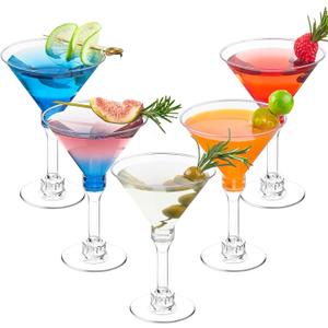 TOFLEN 40 Pack Plastic Martini Glasses 5 Oz Disposable Mini Tall Cocktail Cups Plastic Margarita Glasses Perfect for Summer Party Wine, Drinks, Appetizers, Desserts