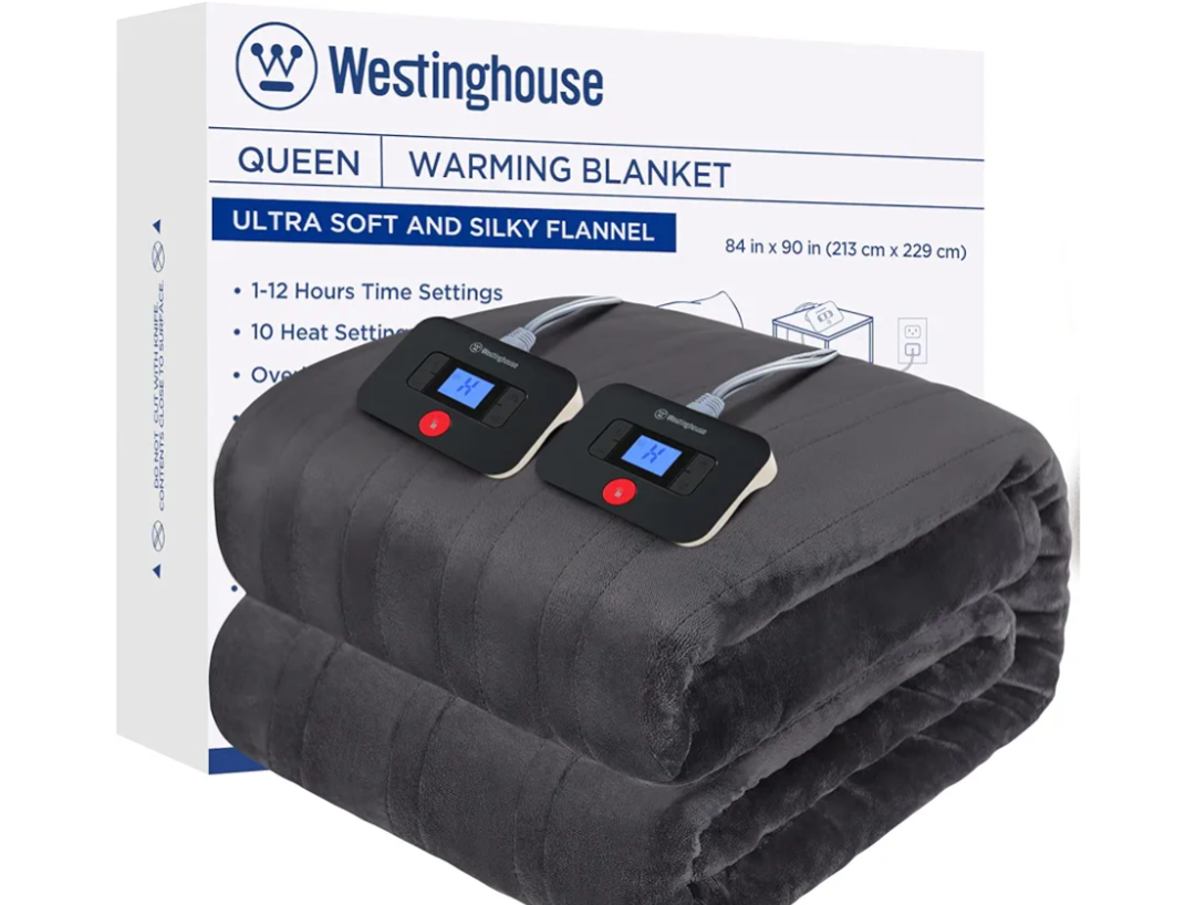 Westinghouse Electric Blanket Queen Size, Super Cozy Soft Flannel 84"" x 90"" Heated Blanket with 10 Fast Heating Levels & 112 AutoOff, Machine Washable, ETL&FCC Certification, Charcoal