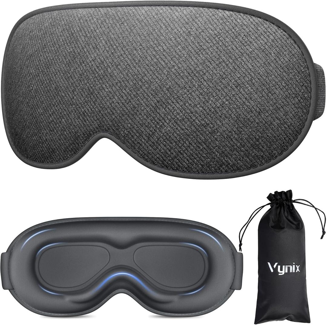Sleep Mask for Men Women - 100% Blackout Eye Masks for Sleep, Zero Pressure 3D Sleeping Mask, Adjustable Light Blocking Eye Cover Blindfold for Travel, Nap, Night Work, Office - Gray