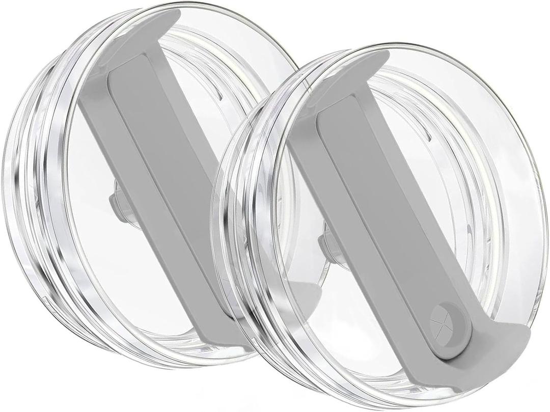 2pcs Tumbler Lid for 40oz Stanley Cup,Replacement 40 oz Tumbler Lid,Dustproof Spill Proof Splash Resistant Tumbler Lids Reusable Tumbler Cover for Stanley and More Coffee Mugs (Transparent Grey)