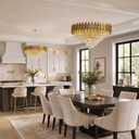 32-inch Crystal Chandelier 15-Light Large Gold Dining Room Light Fixture 6 Tiers Crystal Chandelier Round Pendant Light for Kitchen Island Living Room Bedroom Entryway Foyer, Gold D 31.5''