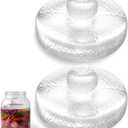 2 Pcs Glass Fermentation Weight Set, 3.7 inch Large and Heavy Jar Glass Fermenting Weights with Easy Grip Handles for Wide Mouth Mason Jars Sauerkraut Kimchi