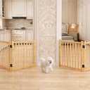 YOCAN Non-Painted Wooden Freestanding Dog Gates for The House,Doorways, Stairs,Wood Dog Fences Indoor Pet Gate,Step Over Fence-2 Panel H:23"(2PC)