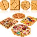 Charcuterie Board Platters 4 Pcs Baby Shower Food Trays Wooden Large Serving Tray Fillable Boxes for Food Snack Fruit Platters Wood Charcuterie Trays Birthday Serving Boards (Geometry)