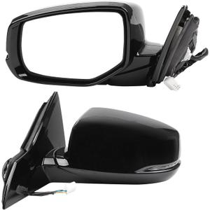 Dasbecan Left Driver Side Door Mirror Assembly Compatible with Honda Accord 2013-2017 Power Glass Heated with Turn Signal Light Replaces HO1320275 Black 6Pins
