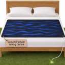 King Size Grounding Mat for Bed & Home Use - Earthing Pad Improves Sleep, Relieve Stress & Pain - Made of Anti-Slip & PU Leather with Grounding Wire & Conductivity Test Pen
