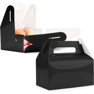 Gable Candy Treat Boxes,30 Pack Metallic Foil Gable Gift Boxes Small Goodie Boxes Christmas Party Favor Boxes Kraft Paper Gift Box Snack Goodies Cardboard Gable Boxes for Christmas Party Birthday (Black)