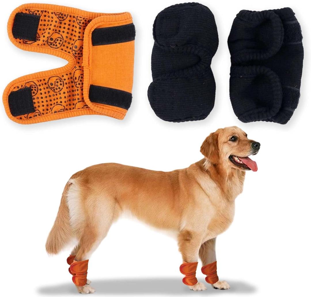 1 Pair Pet Knee Pads, Dog Leg Sleeves for Warmth, Leg Protection Sleeve Brace for Joint Relief, Pet Dog Elbow Protector, Breathable Elbow Support Wrap, Warm Hock Covers (Orange, L)