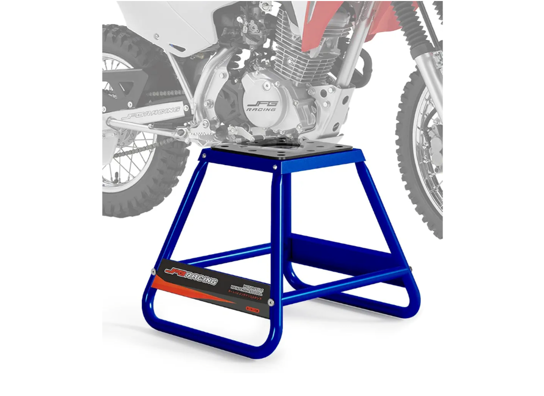 JFG RACING Dirt Bike Stand,Universal Detachable Powder Coated Anti Slip Off Road Steel MX Heavy Duty Dirtbike Maintenance Motorcycle Box Stand-Blue