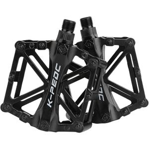 Aluminium CNC Bike Pedals 9/16", Lightweight Mountain Road Bike Pedal with 16 Anti-Skid Pins Bicycle Pedals for MTB BMX (Black)