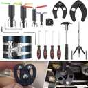 Hydraulic Cylinder Repair Tool kit For skid steers, loaders, backhoes Include gland wrench U-seal installer tools Seal puller Smooth type Piston Ring Compressor (17pcs)