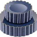 LIYH 60 Pcs Navy Blue Plastic Scalloped Plates with Gold Rim, Dark Blue Disposable Plates for Party Included 30 Dinner Plate 10.25 Inch, 30 Dessert Plate 7.5 Inch Elegant Dishes Tableware