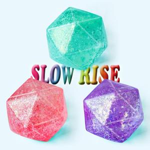 3Pack Glitter Squishy Cube - Slow Rise Gel Stress Cube for Adults Masonry, Malt Sugar Stress Balls, Ice Cube Squishy Glitter Diamond Stress Balls, ADHD Fidget Toys for Anxiety (Purple/Red/Blue)