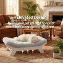 Muihood Elevated Wood Dog Bed Frame with Foam Mattress, WoodPattern, XL