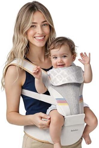 Amazon.com: Baby Carrier with Hip Seat, BeBeBus 2-in-1 Ergonomic Newborn to Toddler Carrier up to 44 lbs, Detachable Hands-Free for Infant, All Season Forward-Facing Carry, Fits Waist Sizes up to 38 inch (White) : Baby