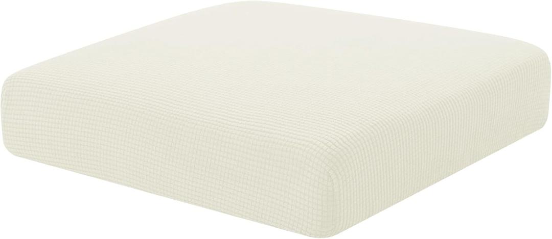 Hokway Couch Cushion Slipcovers Small Stretch Reversible Cushion Protector Slipcovers Sofa Cushion Protector Covers(Creamwhite, Small) (Small (1 Piece))