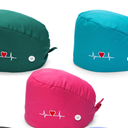 SATINIOR 4 Pieces Bouffant Cap with Buttons Unisex Sweatband Adjustable Tie Back Hat