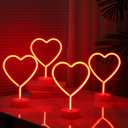 Retisee 4 Pack Heart Neon Sign LED Neon Light Battery Operated or USB Powered Heart Signs Lamp Gifts for Bedroom Wedding Decorations Anniversary(11 x 8 Inches,Red)
