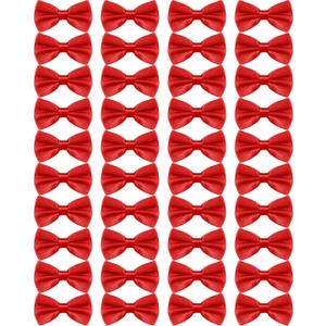 JaGely 40 Pcs Men's Bow Ties Pre Tied Tuxedo Formal Adjustable Clip On Bow Satin Bowtie for Men Costume Wedding Party (Red)