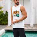 Mens Beach Tank Tops Summer Hawaii Vacation Graphic Muscle Palm Tree Sleeveless Shirts (Medium)