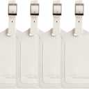 Travelambo Luggage Tags for Suitcases PU Leather Travel Tags Bag Tags Privacy Protection Travel Essentials (Ivory)