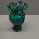 LCCCK 9.5" Tall Teal Blue Glass Vase Beautiful Hand Blown Glass Decor Flowers Vases for Centerpieces, Modern Murano Glassde Art Teal Vase, for Home Decor Table Entryway Wedding Decoration