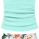 BAVADER Girls Swimsuit Tropical Floral Girls Bathing Suits Teen Swimsuits for Girl 16-18 Teen Bathing Suits for Girl 16-18 Removable Pad Size 18 Two Piece Swimsuits Cute Swimwear Tankini Mint Green