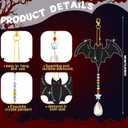 Tradder 6 Pcs Halloween Crafts for Adults Halloween Rhinestone Painting Ghost Wind Chimes Diamond Art Chimes 5d Resin Diamond Bell DIY Rhinestone Ornament for Indoor Outdoor Garden Decor