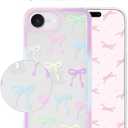 Jusy Compatible with iPhone 16e Bow Phone Case, Cute Clear Ribbon Bowknot Pattern Aesthetic Soft TPU Transparent Cases Protective Phone Cover for Women Girly - Colourful