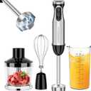 Bonsenkitchen Immersion Blender, 20 Variable Speeds & Turbo, 4-In-1 Stainless Steel Handheld Blender Stick Mixer with Egg Whisk, Beaker & Chopper Bowl