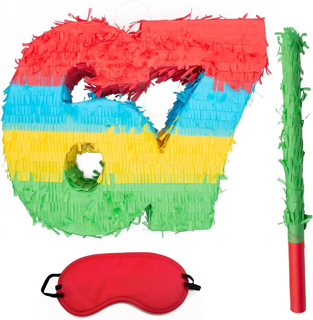 67 Theme Piata - Six Seven Party Supplies Piata Bundle with Blindfold and Bat for Girls Kids 67 Meme Funny Theme Birthday Party Game Decorations (15.7" x 12.6" x 3.5")
