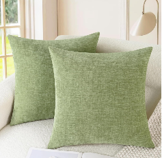 CaliTime Throw Pillow Covers Decorative 18 X 18 Inches Pack of 2 Cozy Chenille Cushion Cases for Couch Sofa Bed Living Room Home Sage Green