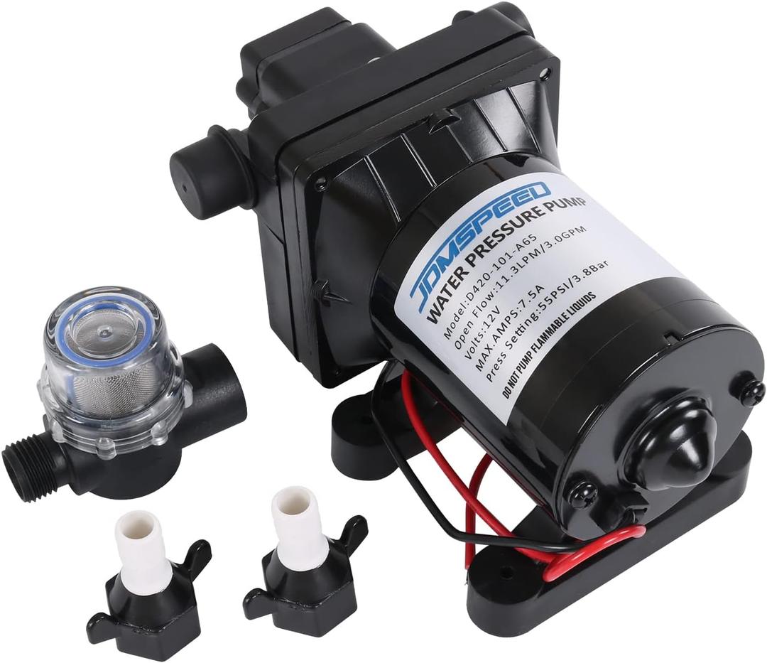 3.0 GPM 12V 55 PSI Revolution Water Pump Compatible with Camper, RV, Shower, Sprayer Replace# 4008-101-A65, 4008-101-E65
