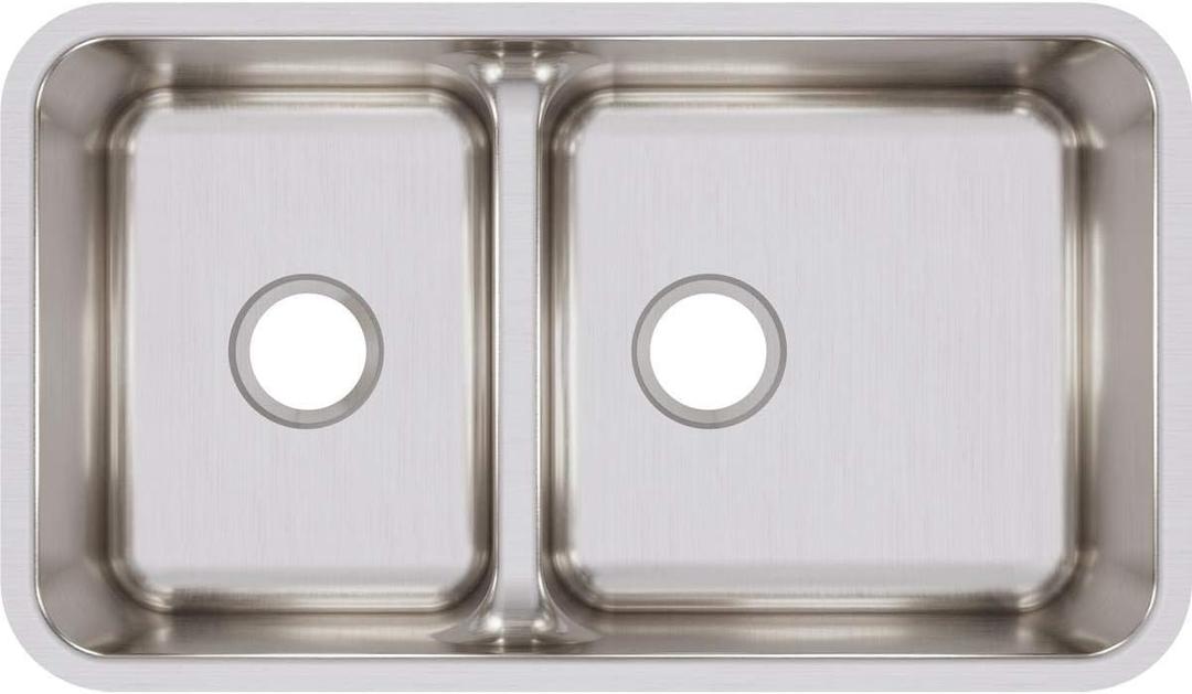 Elkay ELUHAQD32179 Lustertone Classic 40/60 Double Bowl Undermount Stainless Steel Sink with Aqua Divide, 36