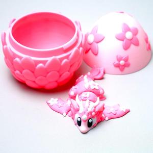 Colourful 3D Printed Dragon Egg,Little Dragon Inside Egg,Flexible Realistic Articulated Animal Fidget Toys,Mystery Figurines Gifts,Executive Desk Dcor and Festival Collectible (Sakura)