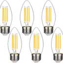 BORT B11 Chandelier led Light Bulbs, Dimmable 4W Equivalent to 40W LED Candelabra Bulbs, 2700K Warm White, E26 Standard Medium Base LED Bulbs, Torpedo Top (6 Pack)