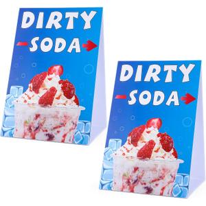 Tenceur 2 Pcs Dirty Soda A-frame Sign 24" x 36" Double-sided Bright Cream Yard Signs Dirty Soda Bar Supplies, Plastic Water-proof Portable for Indoor or Outdoor