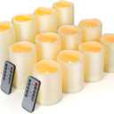 Enido Flameless Candles LED Candles Candles(D: 3" x H: 4" 5" 6") Battery Operated Plastic Pack of 12 Pillar