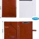 Padfolio Portfolio Leather Binder, Interview Legal Document Organizer, Padfolio Clipboard Folder, Business Card Holder Included 2pcs Letter Sized Writing Pad (Brown)