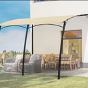 10 ft. x 13 ft. Beige Outdoor Sun Shade Awning Patio Cover with Steel Stand