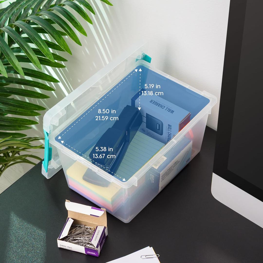 IRIS USA Storage Bins with Lids |Made in USA| 4 Qt - (4-Pack) - Clear