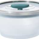 Anyday 4-Cup Microwave Cookware & Glass Container with Glass Lid, Plastic-Free Deep Food Storage | Stackable Airtight Steamer with Vented Lid for Microwave-Safe Reheating, Steaming Vegetables & Ricem,  Frosted - Kale